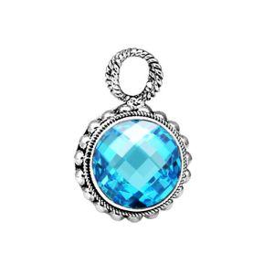 SP-7981-BT Sterling Silver Pendant With Blue Topaz Q. Jewelry Bali Designs Inc 