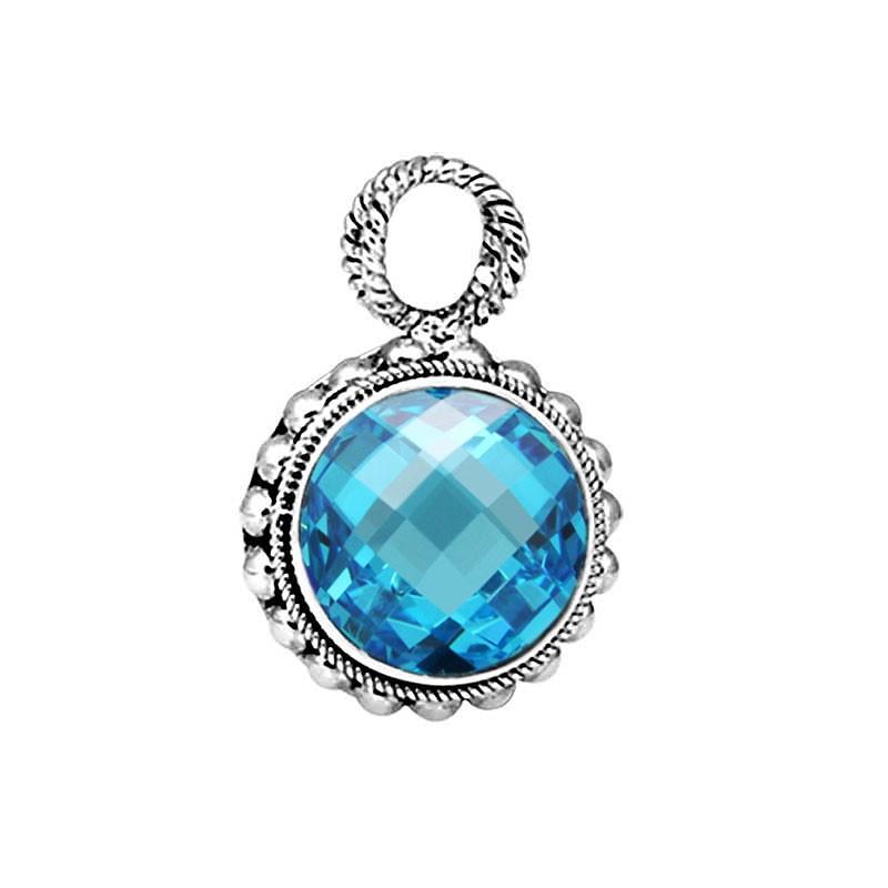 SP-7981-BT Sterling Silver Pendant With Blue Topaz Q. Jewelry Bali Designs Inc 