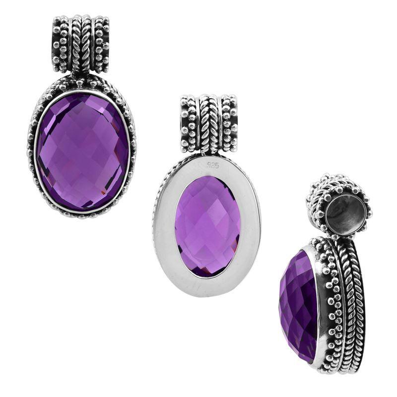 SP-7990-AM Sterling Silver Pendant With Amethyst Q. Jewelry Bali Designs Inc 