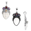 Sterling Silver Bone Face Pendant With Garnet Quartz Amethyst Quartz And Citrine Quartz