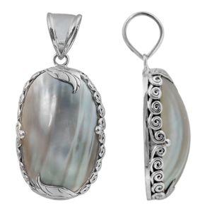 SP-8037-CKL Sterling Silver Pendant With Mother Of Pearl Jewelry Bali Designs Inc 