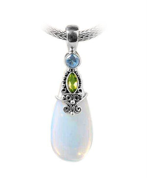 Wholesale sterling silver pendant with Peridot, Opalite, and Blue Topaz Quartzhandcrafted in Bali