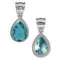 Sterling Silver Blue Topaz Quartz Pear Pendant With Faceted Teardrop Stone In Smooth Modern Bezel Setting