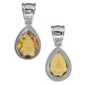 Sterling Silver Citrine Quartz Pear Pendant Featuring A Faceted Teardrop Stone Set In A Smooth Modern Bezel With High Polish Finish