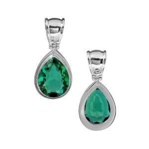 Sterling Silver Green Quartz Pear Pendant With Faceted Teardrop Stone In Smooth Modern Bezel Setting