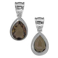 Sterling Silver Smoky Quartz Pear Pendant With Faceted Teardrop Stone In Smooth Modern Bezel