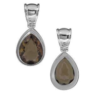 Sterling Silver Smoky Quartz Pear Pendant With Faceted Teardrop Stone In Smooth Modern Bezel