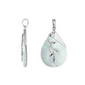 Sterling Silver White Shell Teardrop Pendant With Hammered Top And Leaf Accent
