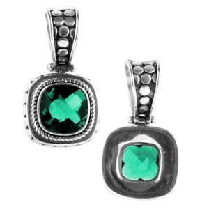 SP-8122-GQ Sterling Silver Pendant With Green Quartz Jewelry Bali Designs Inc 