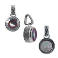 Sterling Silver Round Pendant With Mystic Quartz And Textured Bali Band