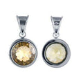 Sterling Silver Round Pendant With Lemon Quartz And Rope Bali Border