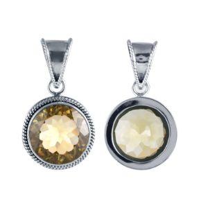 SP-8209-LQ Sterling Silver Pendant With Lemon Quartz Jewelry Bali Designs Inc 