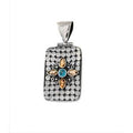 Sterling Silver Rectangular Pendant With Blue Topaz Quartz And Citrine Quartz Star Design