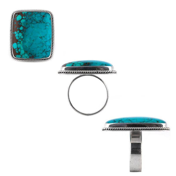 SR-103-TQ-4.5" Sterling Silver Ring With Turquoise Jewelry Bali Designs Inc 