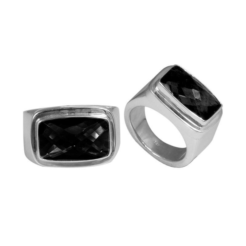 SR-1847-OX-10" Sterling Silver Ring With Black Onyx Jewelry Bali Designs Inc 