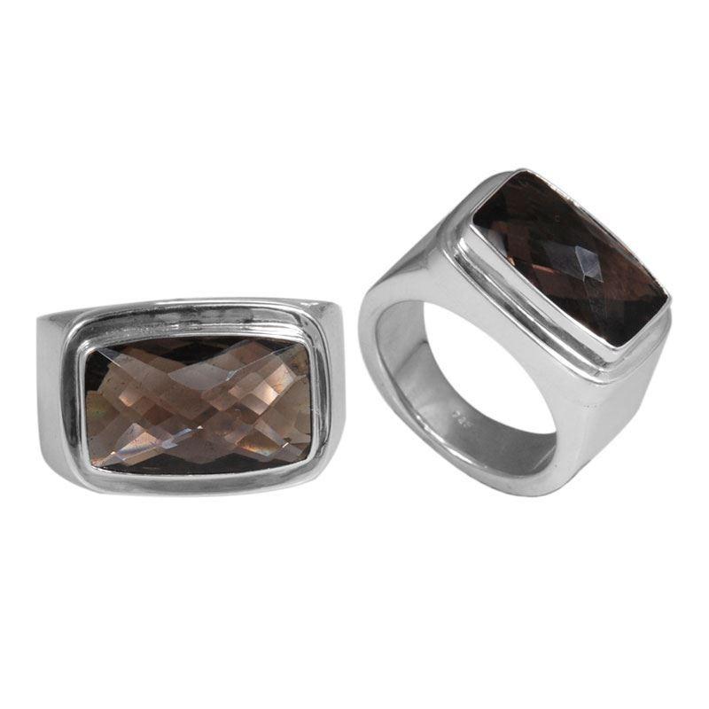 Sterling Silver handcrafted ring with Smoky Quartz gemstone wholesale from Bali, Indonesia