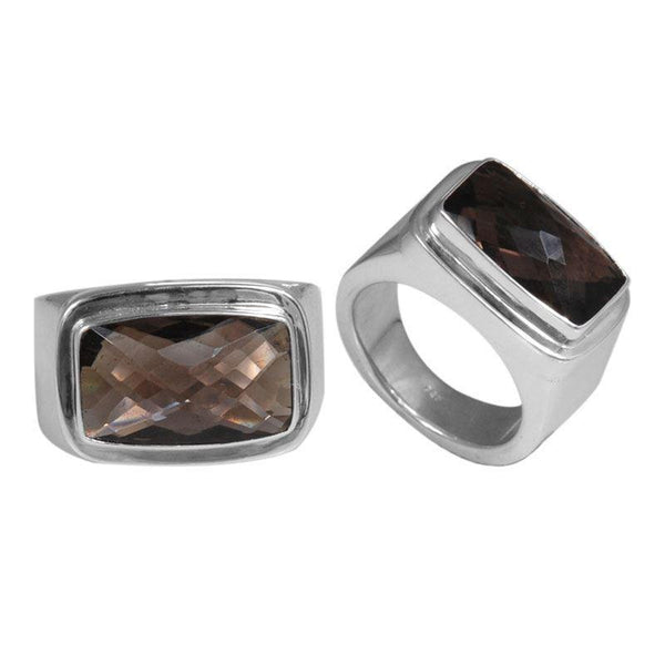 SR-1847-ST-7" Sterling Silver Ring With Smokey Quartz Jewelry Bali Designs Inc 