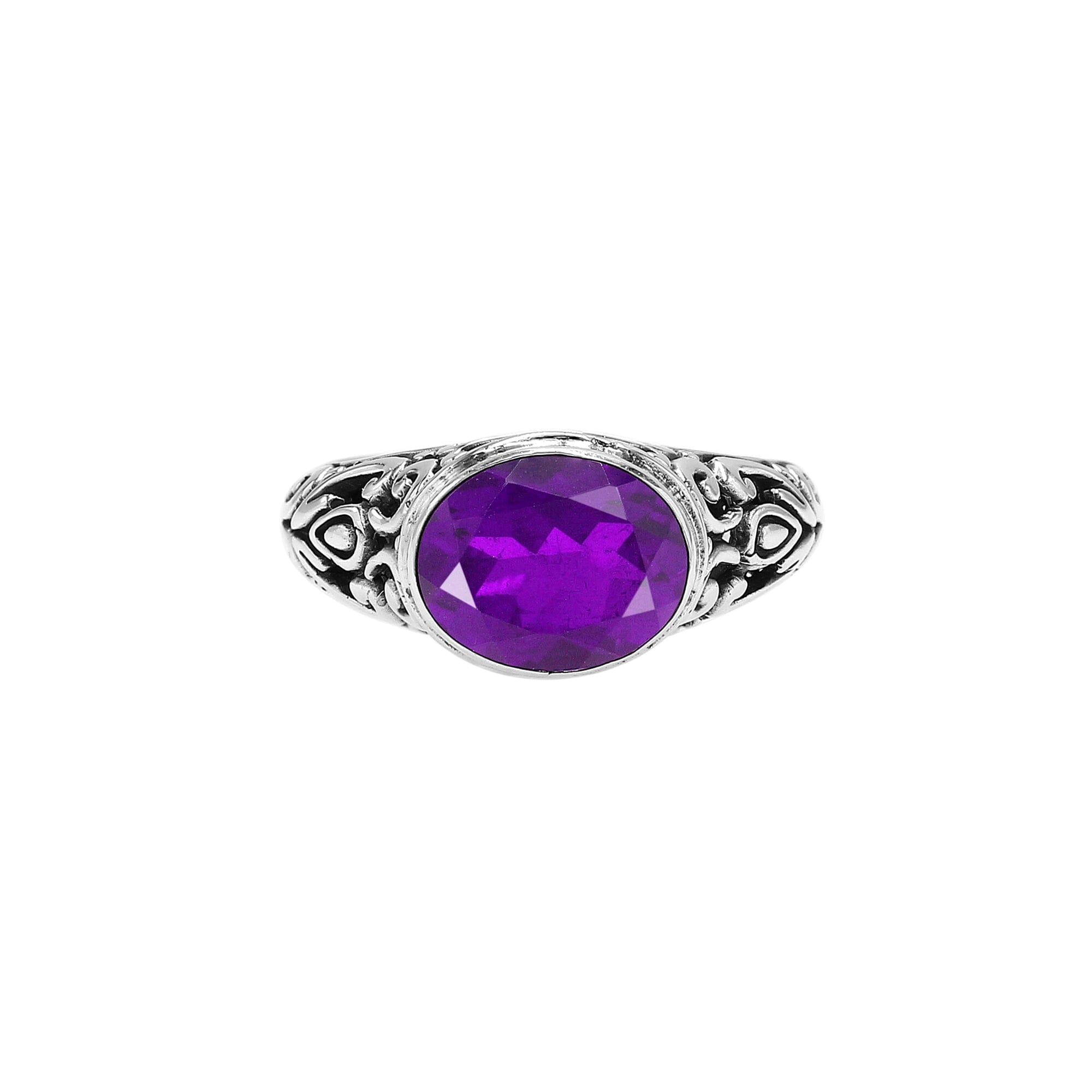 Sterling Silver handcrafted ring with Amethyst Quartz wholesale from Bali, Indonesia