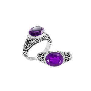 Sterling Silver handcrafted ring with Amethyst Quartz  wholesale from Bali, Indonesia