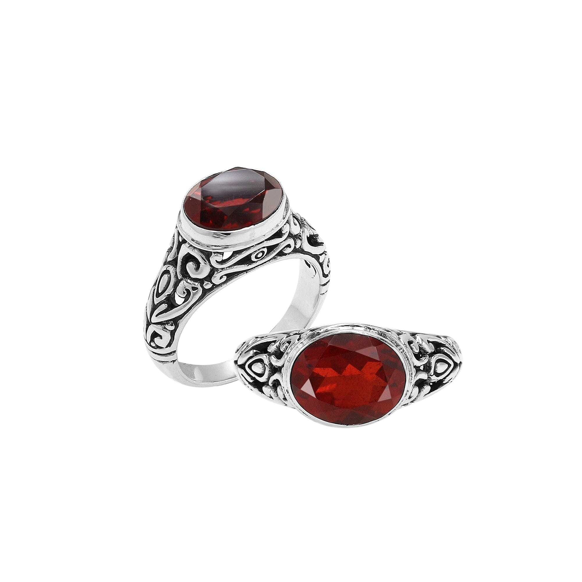 Sterling Silver handcrafted ring with Garnet Quartz wholesale from Bali, Indonesia