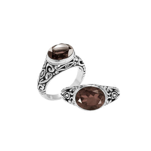 Sterling Silver handcrafted ring with Smoky Quartz wholesale from Bali, Indonesia