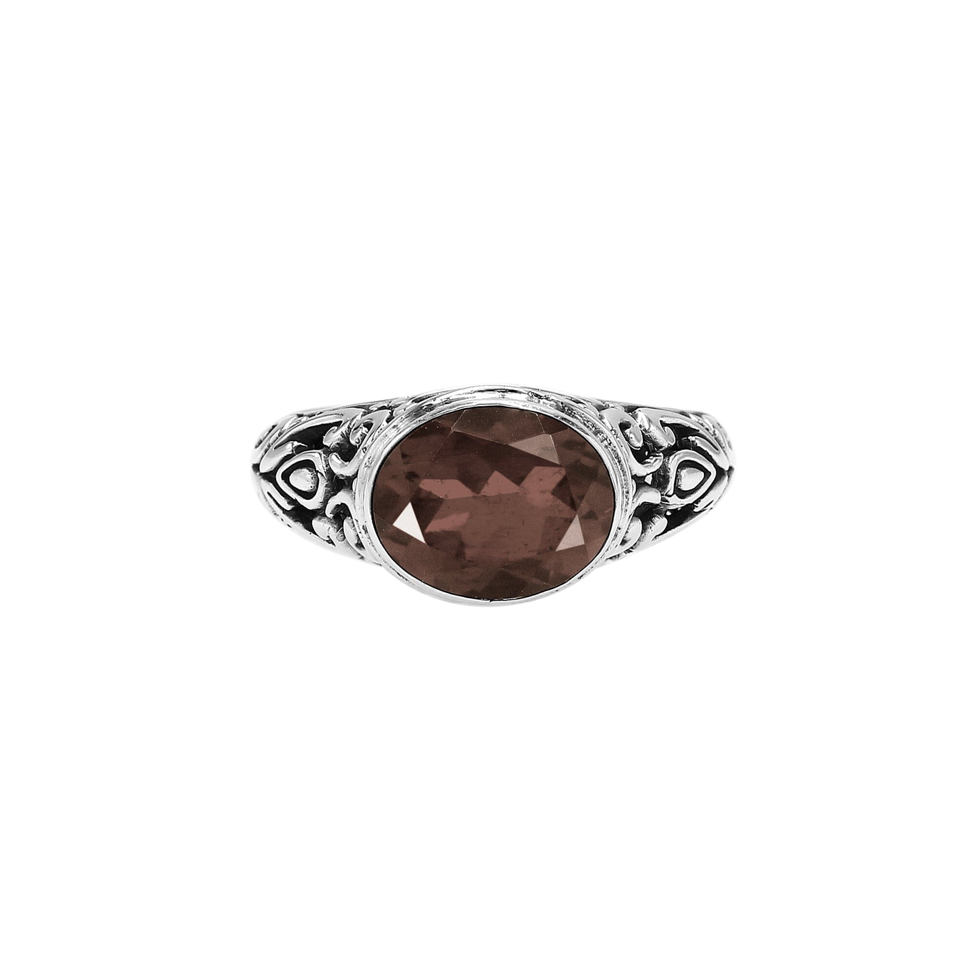 Sterling Silver handcrafted ring with Smoky Quartz wholesale from Bali, Indonesia