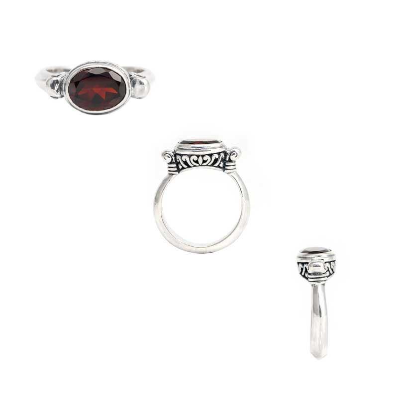 Sterling Silver handcrafted ring with Garnet Quartz wholesale from Bali, Indonesia