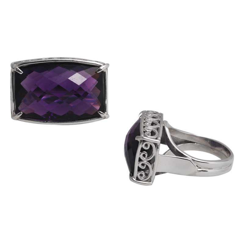 SR-5294-AM-7" Sterling Silver Ring With Amethyst Q. Jewelry Bali Designs Inc 