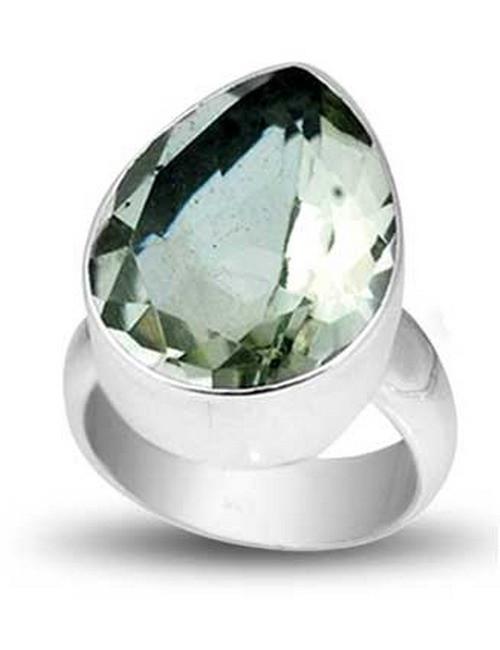 SR-5329-CO1-7" Sterling Silver Ring With Green Amethyst Q. Jewelry Bali Designs Inc 