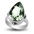 Sterling Silver handcrafted ring with Green Amethyst Quartz wholesale from Bali, Indonesia