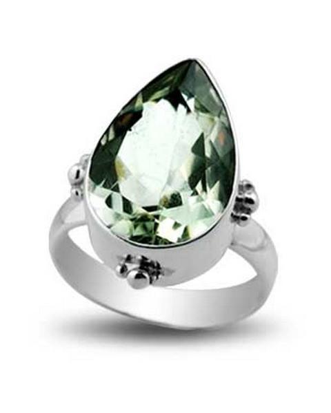 Sterling Silver handcrafted ring with Green Amethyst Quartz wholesale from Bali, Indonesia