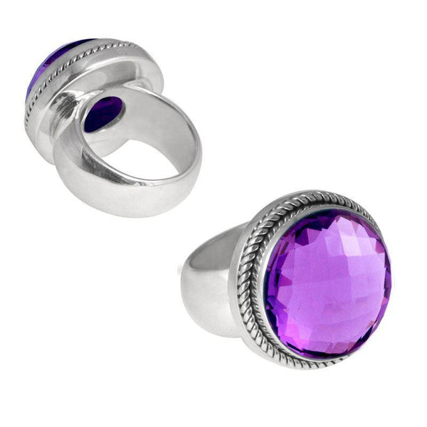 SR-5348-AM-10" Sterling Silver Ring With Amethyst Q. Jewelry Bali Designs Inc 