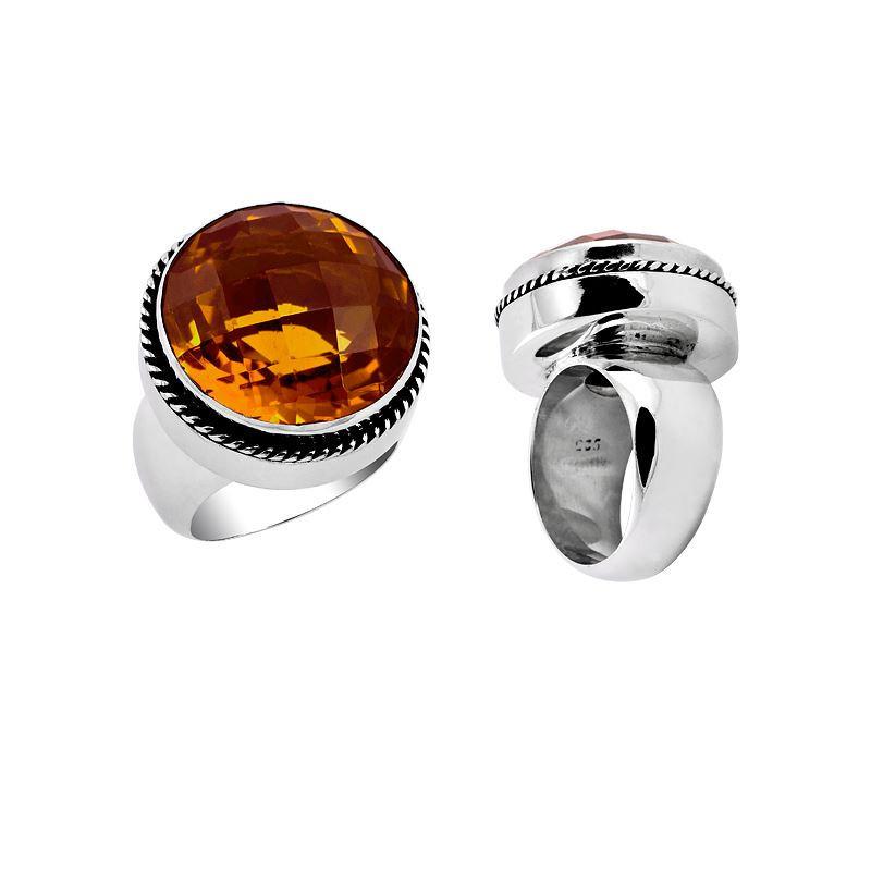 Sterling Silver handcrafted ring with Citrine Quartz wholesale from Bali, Indonesia