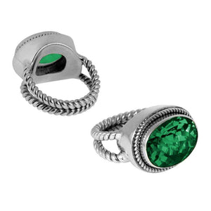 Sterling Silver handcrafted ring with Green Quartz wholesale from Bali, Indonesia