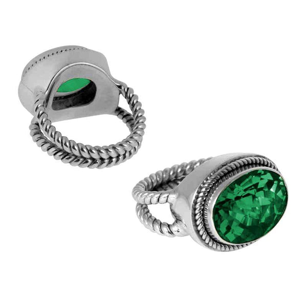 SR-5351-GQ-9" Sterling Silver Ring With Green Quartz Jewelry Bali Designs Inc 