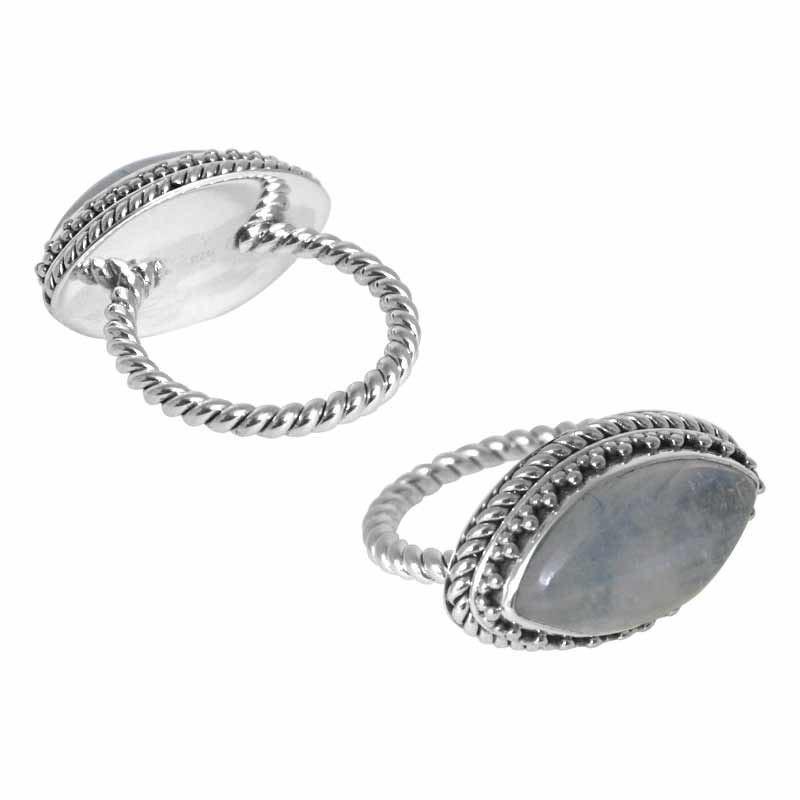 SR-5353-RMS-5" Sterling Silver Ring With Rainbow Moonstone Jewelry Bali Designs Inc 