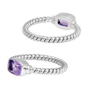 Sterling Silver handcrafted ring with Amethyst Quartz wholesale from Bali, Indonesia