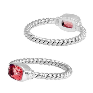 Wholesale Sterling Silver Garnet Quartz Cushion Rope Ring – 925 Silver Jewelry From Bali