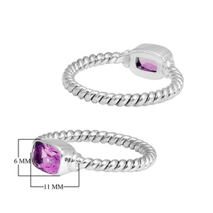 Wholesale Sterling Silver Pink Quartz Cushion Rope Ring – 925 Silver Jewelry From Bali