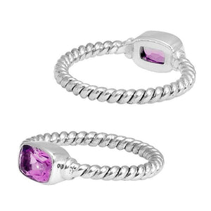 Wholesale Sterling Silver Pink Quartz Cushion Rope Ring – 925 Silver Jewelry From Bali