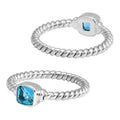 Wholesale Sterling Silver Blue Topaz Quartz Cushion Rope Ring – 925 Silver Jewelry From Bali