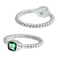 Wholesale Sterling Silver Green Quartz Cushion Rope Ring – 925 Silver Jewelry From Bali