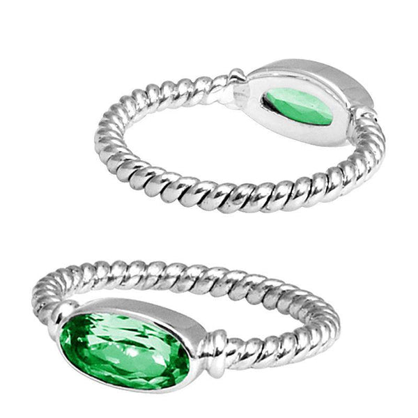 SR-5362-GQ-10" Sterling Silver Ring With Green Quartz Jewelry Bali Designs Inc 