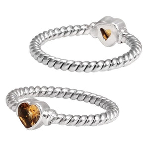 Wholesale Sterling Silver Citrine Quartz Heart Rope Ring – 925 Silver Jewelry From Bali