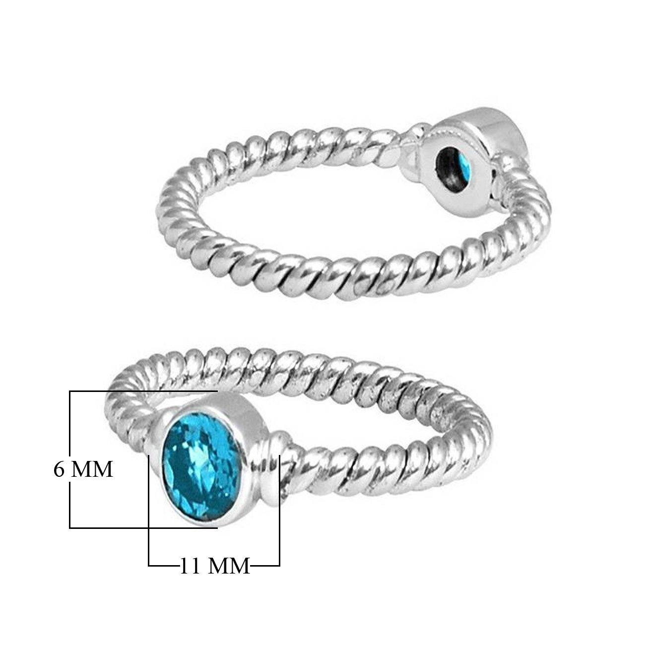 Wholesale Sterling Silver Blue Topaz Quartz Round Rope Ring – 925 Silver Jewelry From Bali
