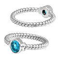 Wholesale Sterling Silver Blue Topaz Quartz Round Rope Ring – 925 Silver Jewelry From Bali