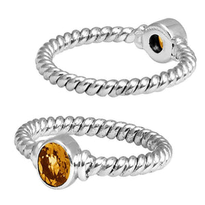 Wholesale sterling silver Citrine Quartz rope band ring handcrafted in Bali.
