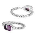 Wholesale sterling silver Amethyst Quartz rectangular rope band ring handcrafted in Bali.