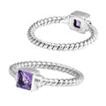 Wholesale sterling silver Amethyst Quartz square rope band ring handcrafted in Bali.