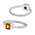 Wholesale sterling silver Citrine Quartz square rope band ring handcrafted in Bali.